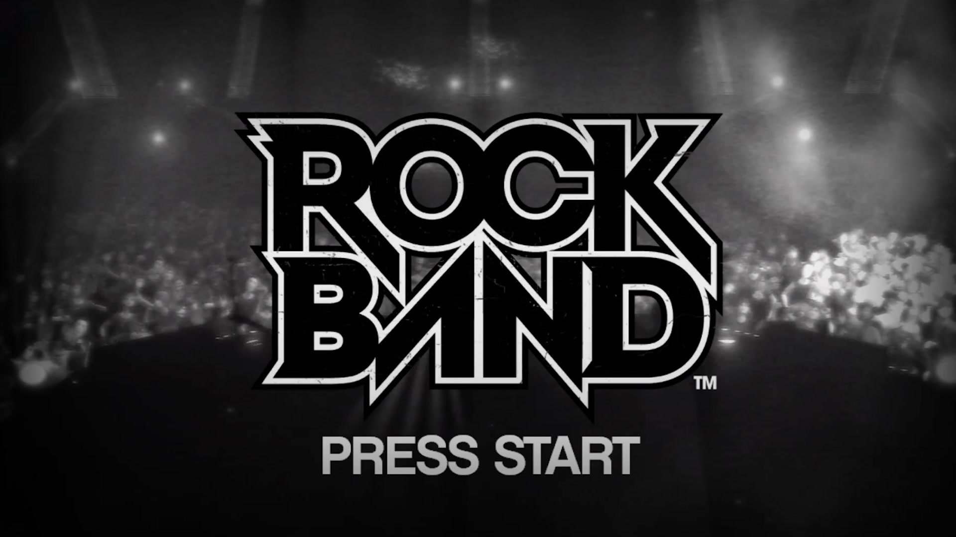 Rock Band Wireless Guitar title screen for Xbox 360